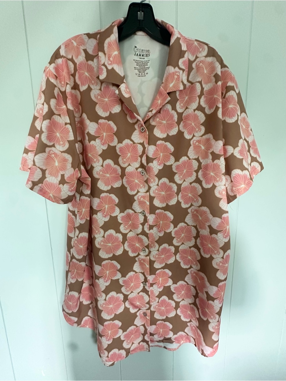 Button-Front Mini Dress (Hibiscus)